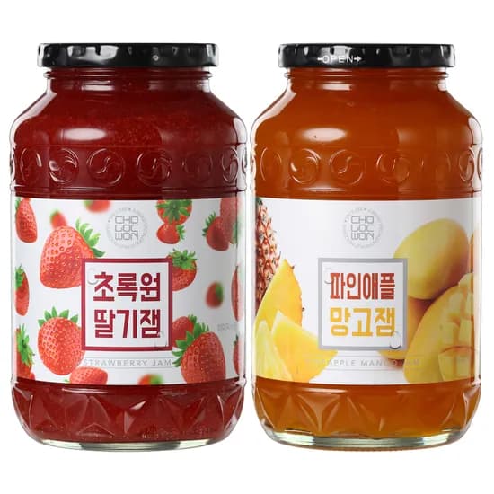 초록원 딸기잼 1kg + 파인애플망고잼 1kg, 1세트