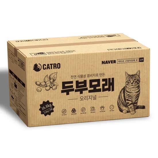 캐트로 두부모래 가는입자 오리지널, 16.8kg, 6팩