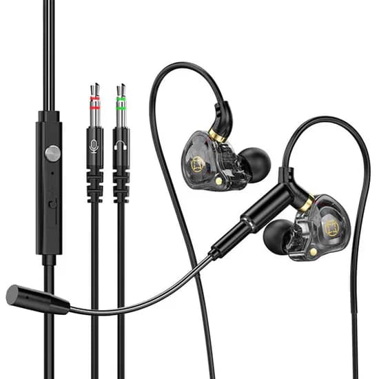 디보이스 V-S1 2.5m 케이블 3극 PC용 게이밍 듀얼마이크 유선 이어폰 컴퓨터 노트북 블랙