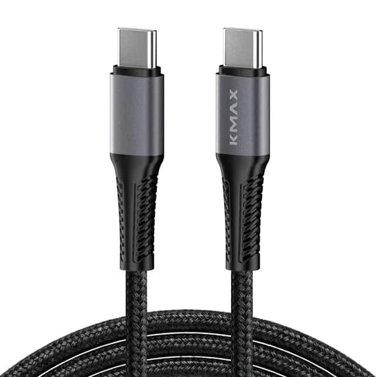 케이맥스 100W 메탈페브릭 C-C타입 초고속 충전 케이블, 블랙, 2m, 1개