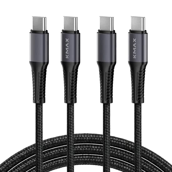 케이맥스 100W 메탈페브릭 C-C타입 초고속 충전 케이블, 블랙, 1.5m, 2개