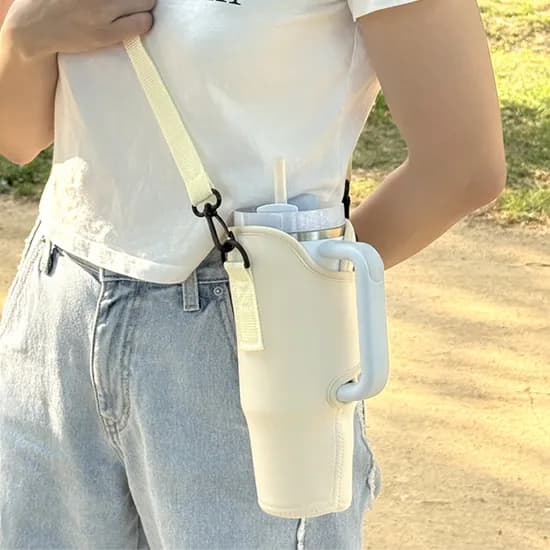 스탠리 호환 텀블러 파우치, 1.18L, 스트랩, 아이보리, 1개