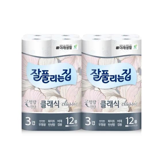 미래생활 잘풀리는집 클래식, 3겹, 27m, 12롤, 2팩