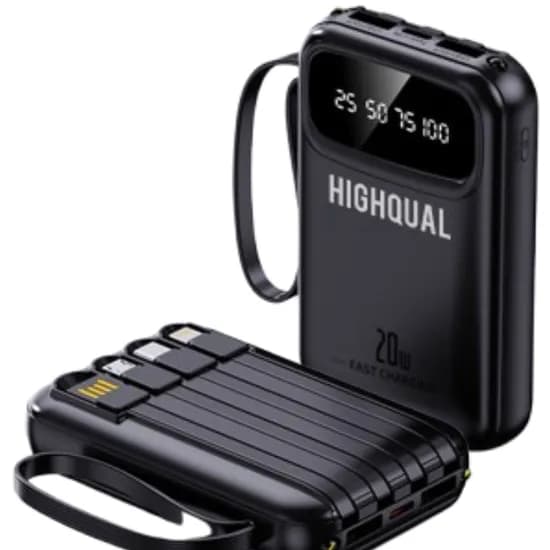 하이퀄 일체형 케이블 보조배터리, HQL21-21, 고속충전, PD 20W, 20000mAh, 블랙, 1개