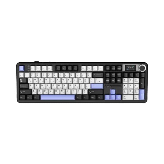 AULA F108Pro LCD 탑재 유무선 한글 기계식 키보드, 오로라 블랙, 세이야축