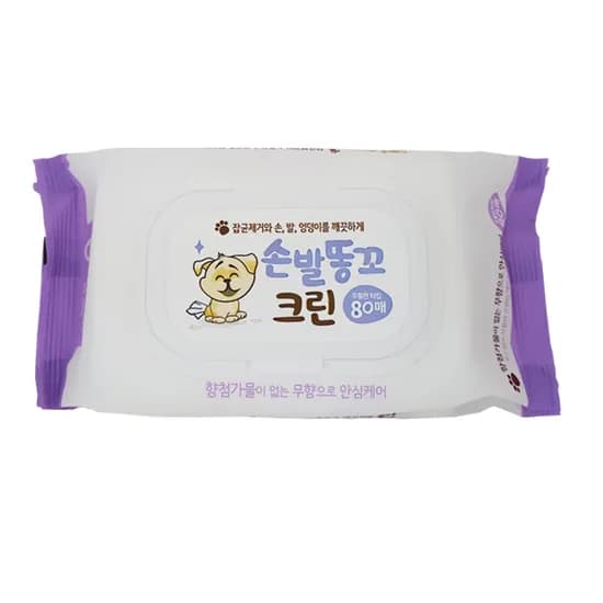 펫크린 손발똥꼬 크린 캡형 애견 물티슈, 80매입, 2개