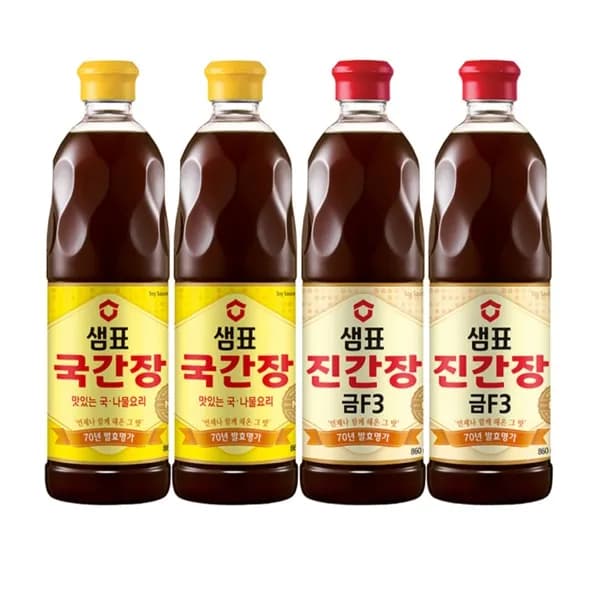샘표 진간장 금F3 860ml 2병 + 국간장 860ml 2병 1세트