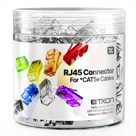 티엑스온 CAT5E RJ45 커넥터 8P8C 플러그 21.5mm 투명 1개