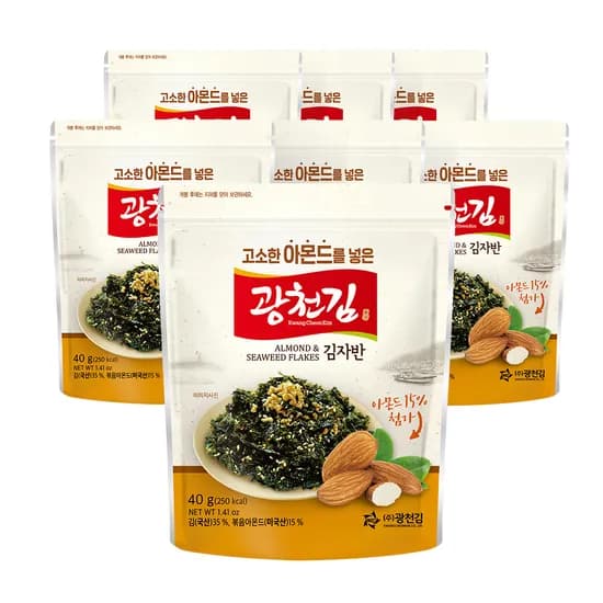 광천김 고소한 아몬드를 넣은 김자반, 40g, 7봉
