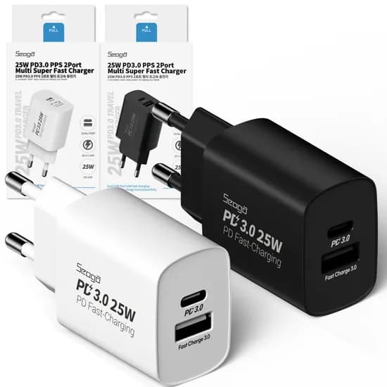 서가 25W PD3.0 PPS 2포트 멀티 초고속 충전기, SG-PDC2500A, 화이트, 1개