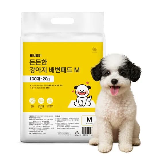 뽀시래기 든든한 강아지 배변패드 M 중형, 40x50cm, 100매, 1개