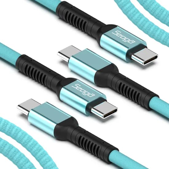 서가 메탈 60w PD 패브릭 CtoC타입 초고속 케이블, 1.5m, 민트, 2개