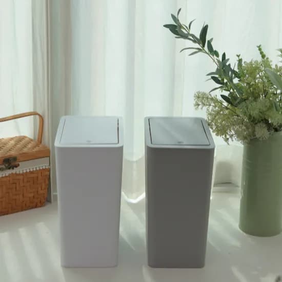 휴즈리버 원터치 밀폐 휴지통 그레이 10L 2개