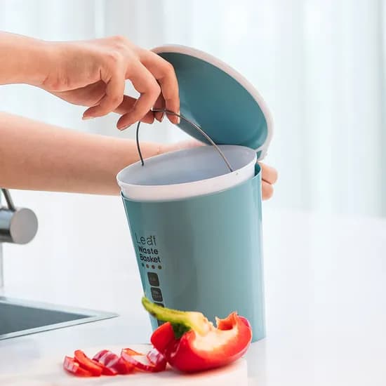 플라팜 뚜껑있는 미니 리프 음식물 쓰레기통 민트 1.2L 1개
