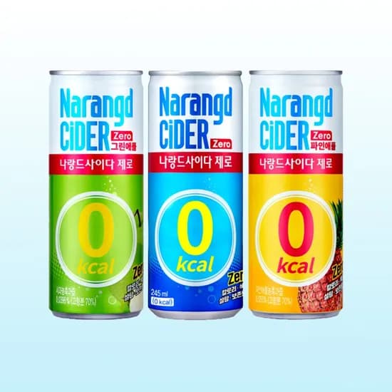 동아오츠카 나랑드 사이다 제로, 오리지널, 그린애플, 파인애플, 245ml, 30개입