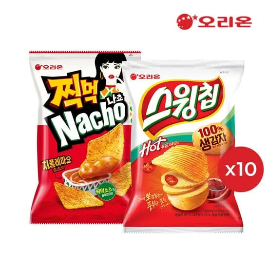 찍먹 나쵸 치폴레마요84g 10개 + 스윙칩 볶음고추장60g 10개 (20,395원 / 무료)