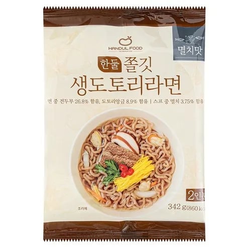 [한둘푸드] 쫄깃 생도토리라면(멸치맛) 342g(2인분) x 6봉 (무료배송)
