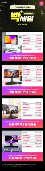 LG 32인치게이밍모니터 32G600A 외 다양 2개, 27인치게이밍모니터 27G440A 외 다양 1개, 올레드모니터 27GX700A 1개, 4K모니터 27US550 1개 총 5개  23만원, 28만원, 86만원, 29만원