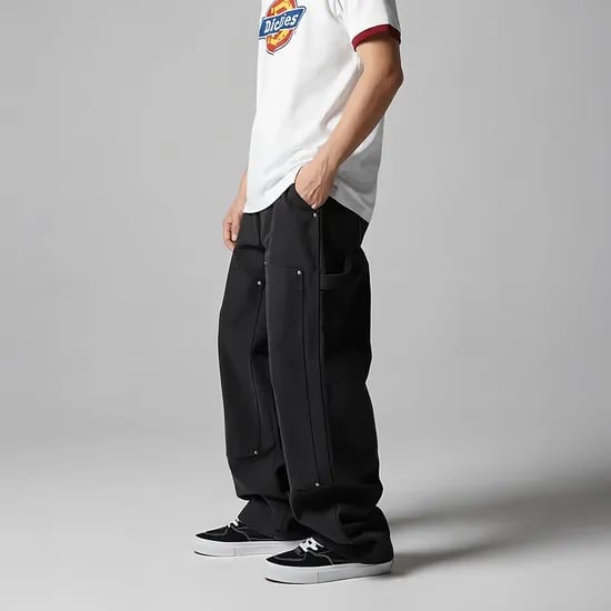 디키즈 스톤워시드 덕 캔버스 더블니 팬츠 Black 32,540원
