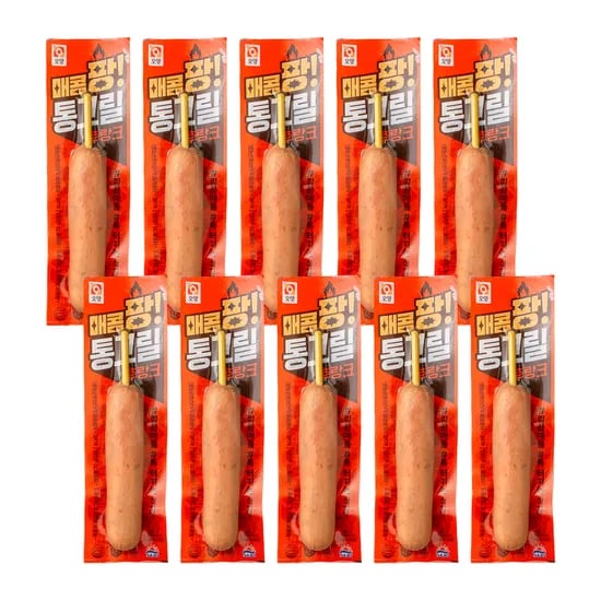국내산 돈육 87% 통그릴후랑크 핫바 소세지 매콤팡 70g 10개