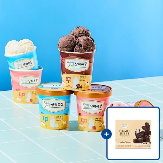 상하목장 아이스크림 474ml 3개 + 하트바이트 1박스