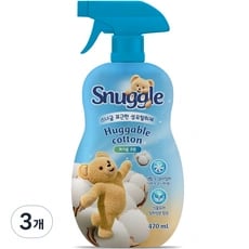 스너글 섬유탈취제 본품 허거블 코튼, 470ml, 3개
