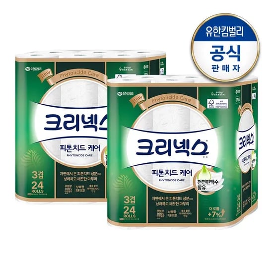 오늘의집)크리넥스 3겹 피톤치드케어 롤화장지 30m 48롤 카페 26,900원