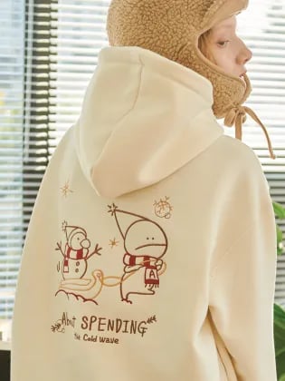 꼼파뇨 기모 윈터 자수후드티