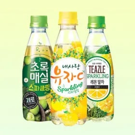 내사랑유자C 티즐 레몬말차 초록매실 스파클링 제로 350mL 20병