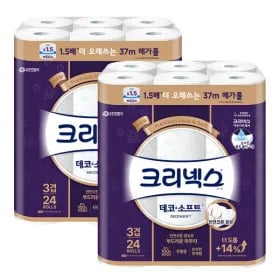 크리넥스 데코 메가롤 37m² 24롤 2팩