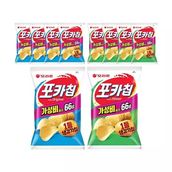 오리온 포카칩 오리지널 66g, 5개 + 어니언 66g, 5개 10,920원