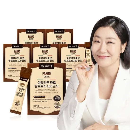 비타민마을 100만 역가수치 이탈리안 파로 곡물 발효효소 100 골드 30포, 6개