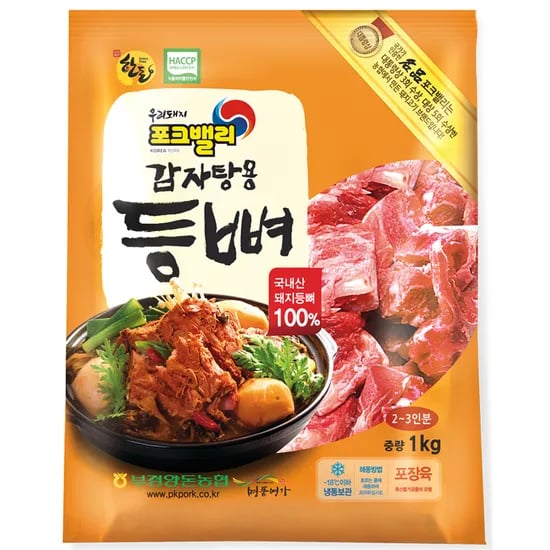 포크밸리 한돈 감자탕용 등뼈 냉동, 1kg, 4개