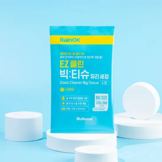 레인OK EZ클린 유리세정 빅티슈 물자국 물때제거 세차용품 (4매)X3개