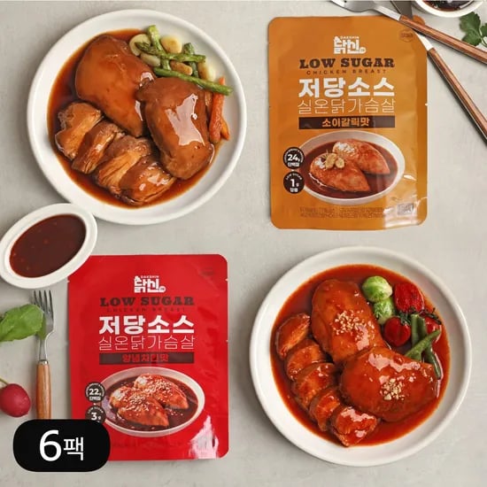 다신샵 저당 소스 촉촉 실온닭가슴살 2종 6팩 / 닭신 국내산 고단백