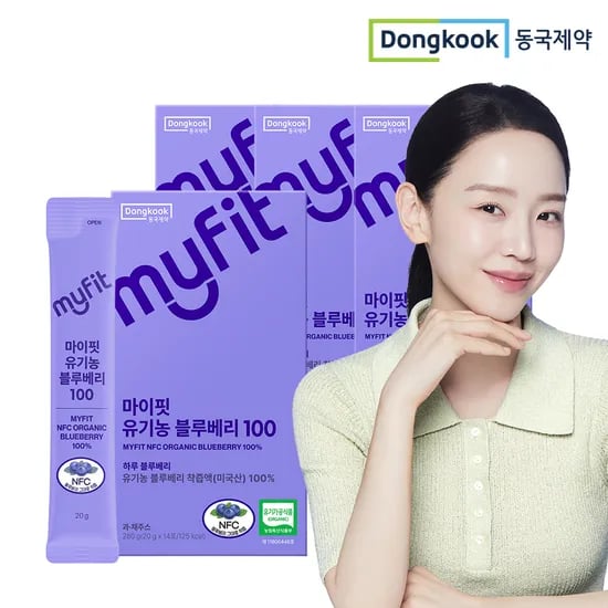 동국제약 마이핏 NFC 유기농 블루베리 착즙 액 100% 스틱 14포, 4개