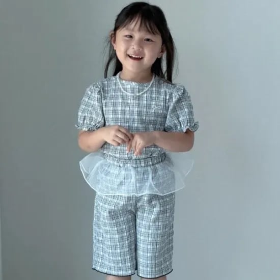 밀리밤 여아 체크 서커 상하 세트 MLRT2657G