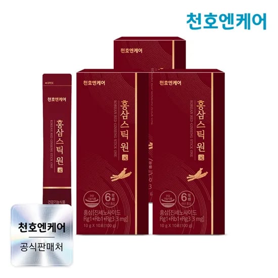 천호엔케어 강원도 6년근 홍삼진액 면역력 홍삼스틱 원 10포, 3개