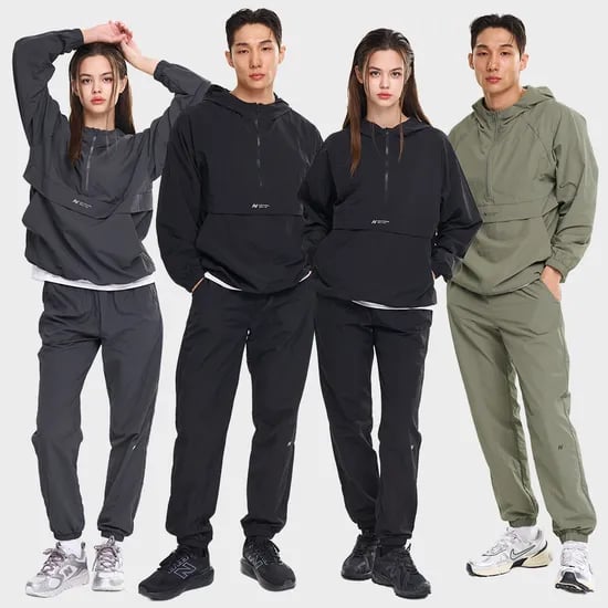 남자 여성 캠프 러닝 아노락 세트 자켓 조거 후드 러닝복 바람막이 런닝 등산복