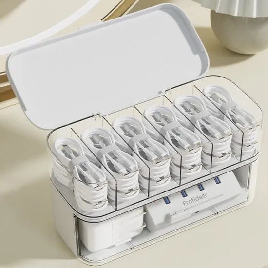 2단 멀티형 케이블 USB 전선 데스크 정리함