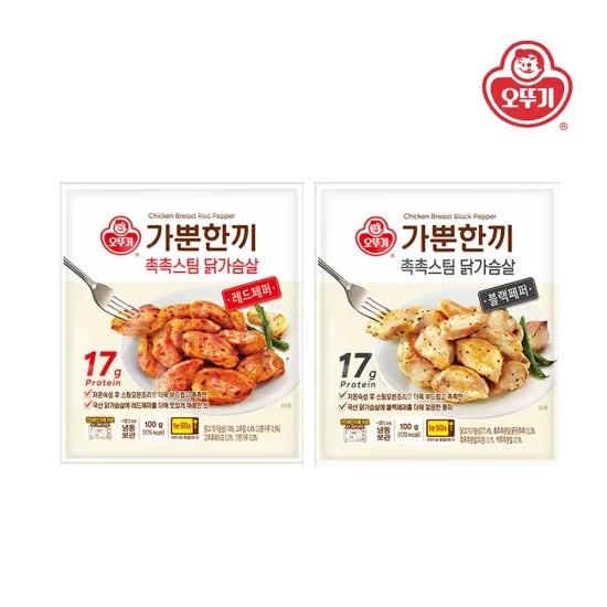 오뚜기 가뿐한끼 촉촉스팀 닭가슴살 블랙페퍼/레드페퍼 100g 10개