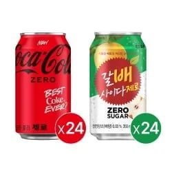 코카콜라 제로 350ml 외 다양 24개 + 갈배사이다제로 355ml 외 다양 24개 (24,804원)