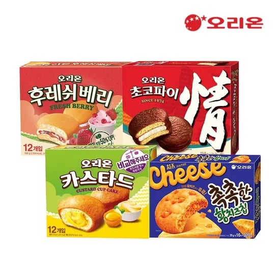 촉촉한황치즈칩16p+초코파이12p+후레쉬베리12p+카스타드12p (16,790원/무료)