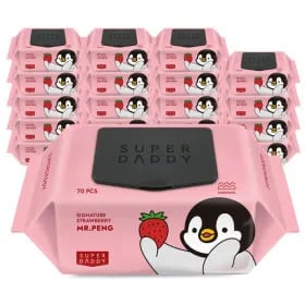 슈퍼대디 70평량 미스터펭 물티슈 캡형 70매 20팩 삼성카드