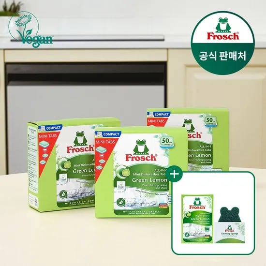 프로쉬 미니 식기세척기세제 50개입 3개+클리너+수세미 (33,893원/무료)