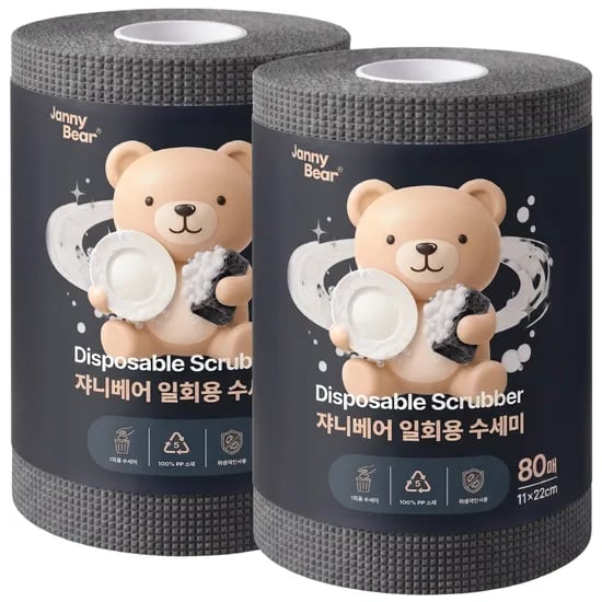 쟈니베어 일회용 수세미 그레이 80매 2개