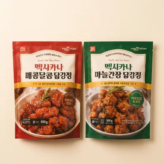 멕시카나 닭강정, 매콤달콤맛, 500g, 1개 + 마늘간장맛, 500g, 1개 (12,990원/무배)