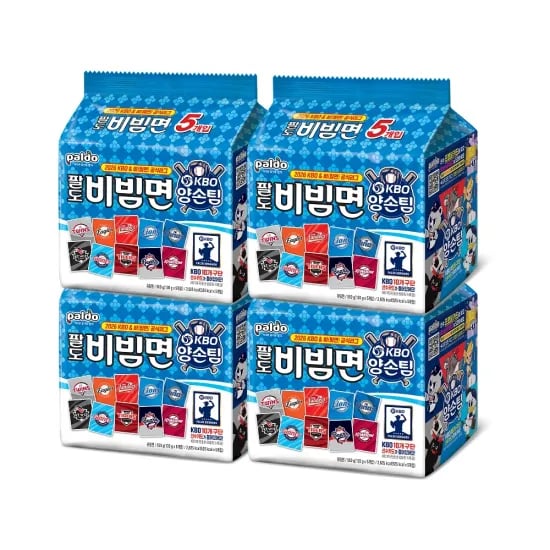 팔도 KBO X 비빔면 (양손팀, 130g x 5입) x 4개 포토카드 (15,734원/무료)