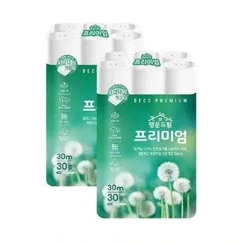 100% 천연펄프 행운드림 3겹 30M 2팩 (16,981원)/무료