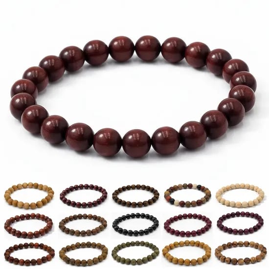 프리미엄 나무 염주 팔찌 홍산지 6mm 5,400원